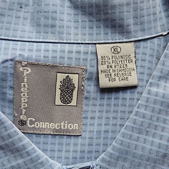 Pineapple Connection Men's Blue and White Short Sleeve Button Down Sz XL - Picture 9 of 12